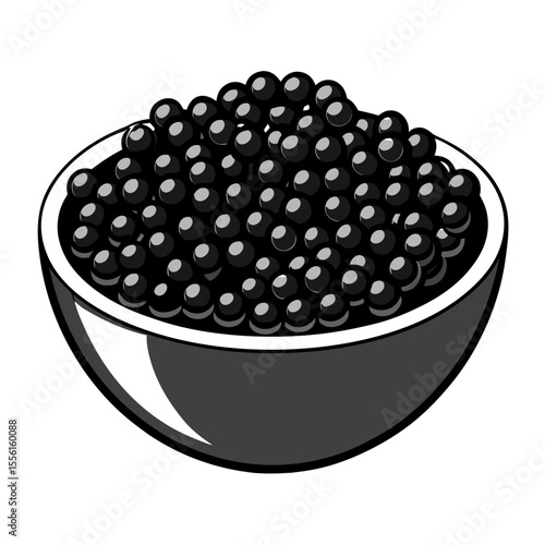 Bowl of Black Caviar Illustration a luxurious delicacy perfect for menus food blogs or representing high end cuisine and gourmet experiences isolated on white background