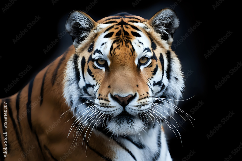 Fototapeta premium Intense Gaze A Striking Portrait of a Majestic Bengal Tiger