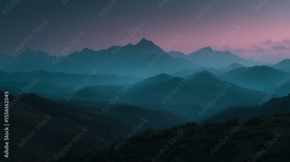 Fototapeta premium Mountain range at twilight