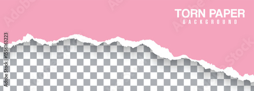 Vector Pink Torn Paper On Transparent Background