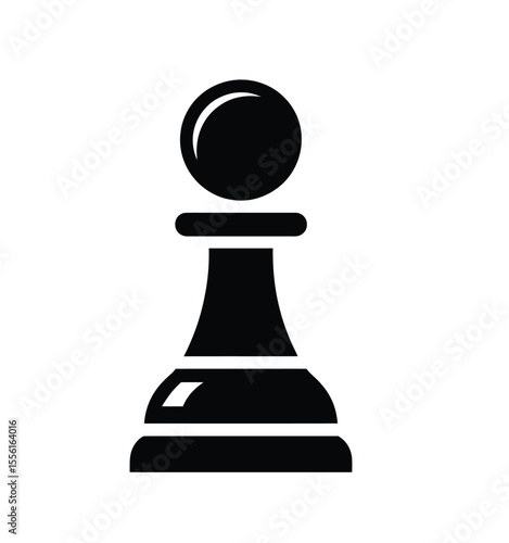 A minimalist black and white silhouette illustration of a chess pawn