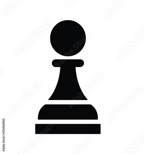 A minimalist black and white silhouette illustration of a chess pawn