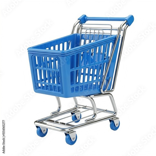 3d blue  shopping cart icon isolated on white background. Jpg