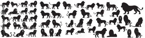 black and white silhouettes of animals lion vectors and editable 
