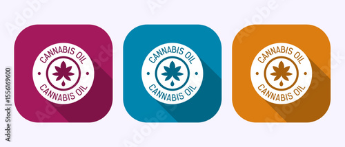 Cannabis oil icon design illustration. Marijuana oil icon, CBD cannabidiol sign symbol in shadow button design