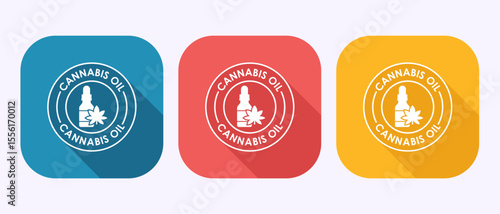 Cannabis oil icon design illustration. Marijuana oil icon, CBD cannabidiol sign symbol in shadow button design