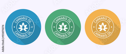 Cannabis oil icon design illustration. Marijuana oil icon, CBD cannabidiol sign symbol in shadow button design