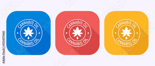 Cannabis oil icon design illustration. Marijuana oil icon, CBD cannabidiol sign symbol in shadow button design
