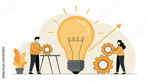 Conceptual innovation in business growth vector illustration for strategy design in flat style
