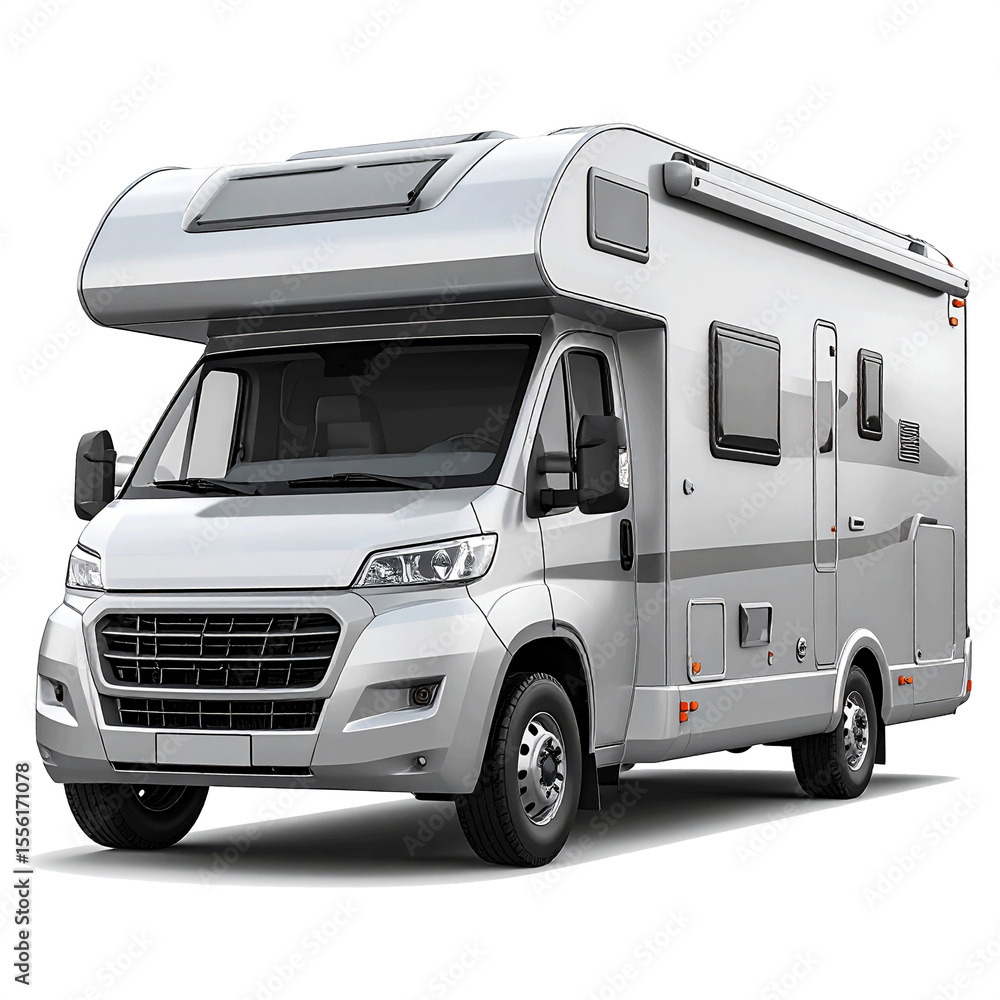 Naklejka premium 3D silver RV icon isolated on transparent background. PNG