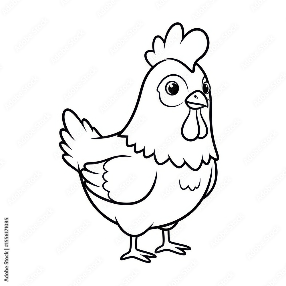 Fototapeta premium Chicken Cartoon Outline Image