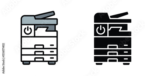 A minimalist icon design of a multi-function office printercopier machine