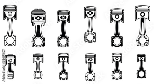 Mechanical parts vector illustration for technical design, engineering concept, monochrome style