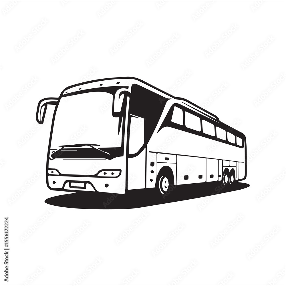 Modern Bus Silhouette Icon Vector Luxury Coach Travel Vehicle Modern Bus Silhouette Icon Vector Luxury Coach Travel Vehicle