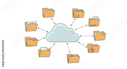 Cloud storage concept vector illustration for data management and sharing design
