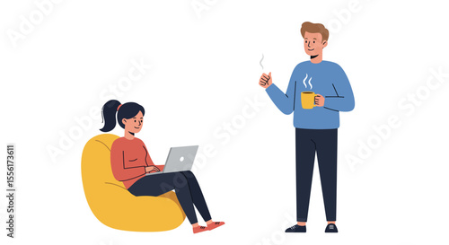 Cozy home interaction vector illustration for relaxed living room designs
