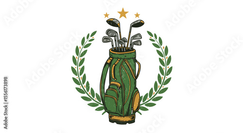 Vintage golf equipment vector illustration for sports poster design in hand drawn style