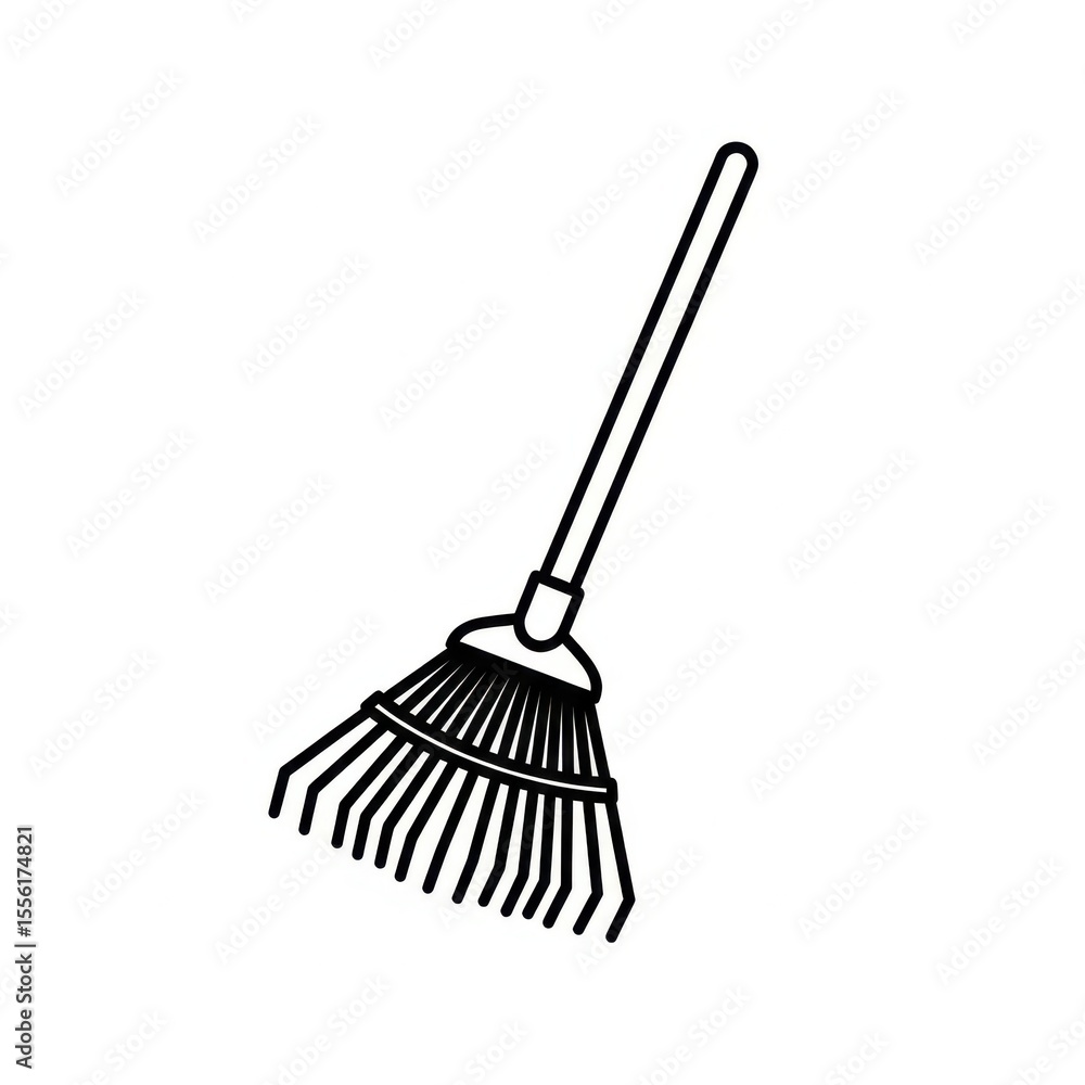 Rake Illustration Black Outline Rake Illustration Black Outline