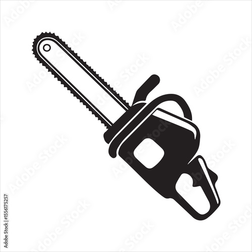 Chainsaw Silhouette Icon Vector Cutting Tool Lumberjack Equipment
