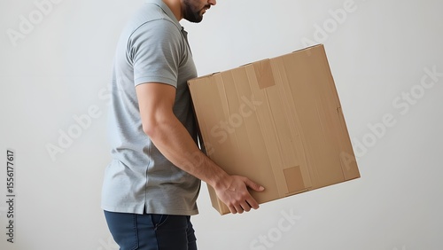 Man Lifting Heavy Cardboard Box Proper Lifting Techniques for Injury Prevention