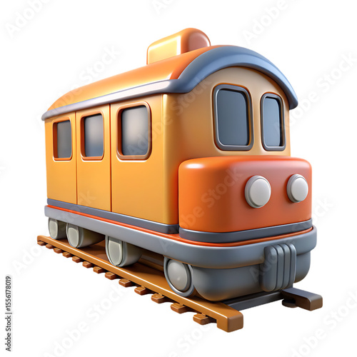 Cute 3D Cartoon Train: Locomotive, Transport, Travel, Childhood Icon