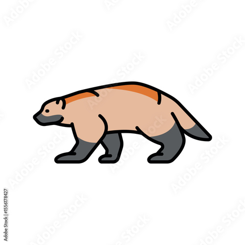 Wolverine color line icon for digital and print projects. Arctic animals.