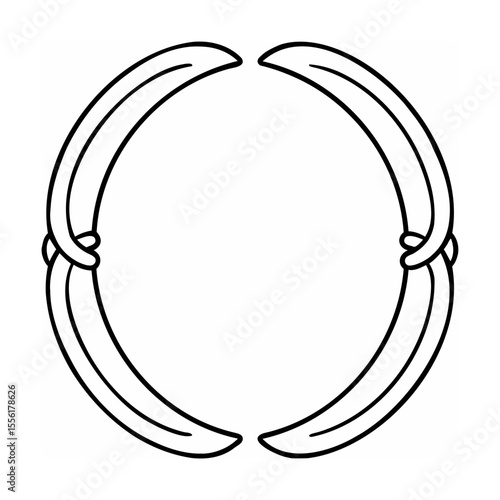 Abstract circle frame composed of leafy shapes for decorative design elements
