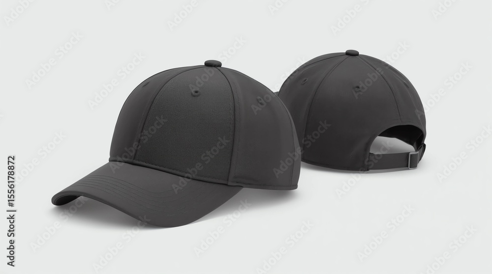 Obraz premium Baseball cap black templates, front views isolated on white background 
