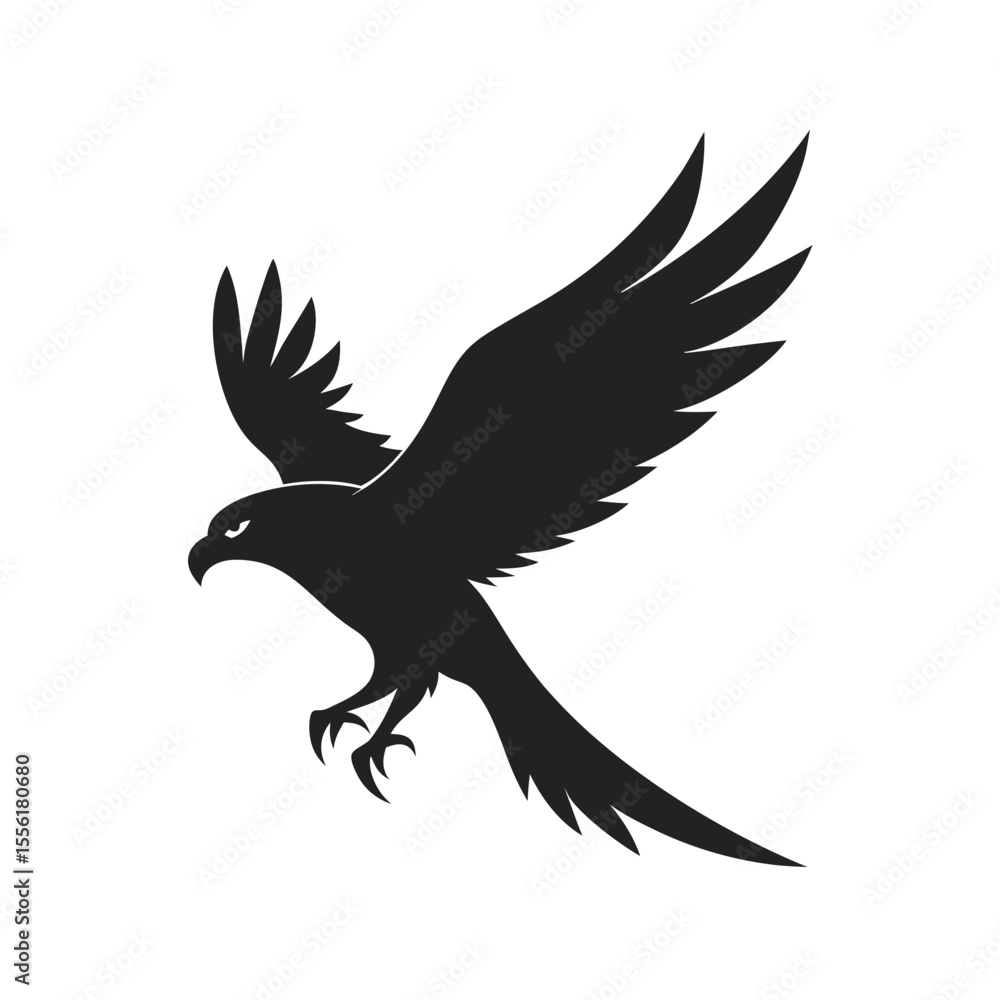 Fototapeta premium Hawk diving to catch prey silhouette