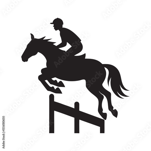 Horse and rider jumping silhouette