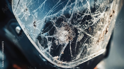 Damaged Motorcycle Windshield