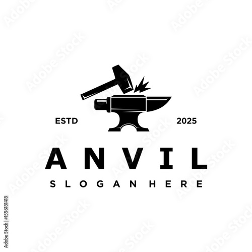 Simple Blacksmith Logo Design, Custom Metal Forging Anvil, Iron Casting
