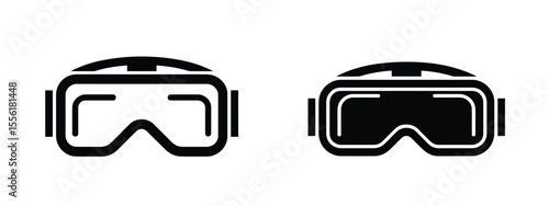 A minimalist icon design showing two identical ski goggles viewed from the front