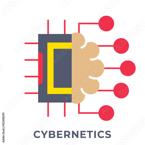 SINGLE ICON CYBERNETICS, BRAIN CHIPS ICON, ICON LINE COLOR