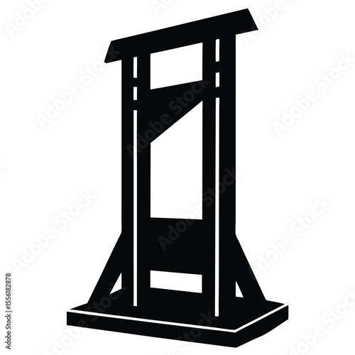 Guillotine medieval execution sketch engraving vector illustration