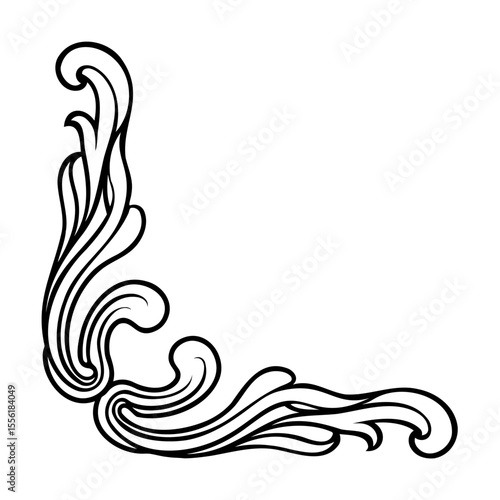 Elegant decorative corner ornament vector design in black and white for classic visual appeal