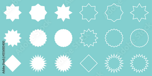 イラスト素材：ギザギザのふきだし　ベクター　Set of sale sticker, Set of starburst icon.