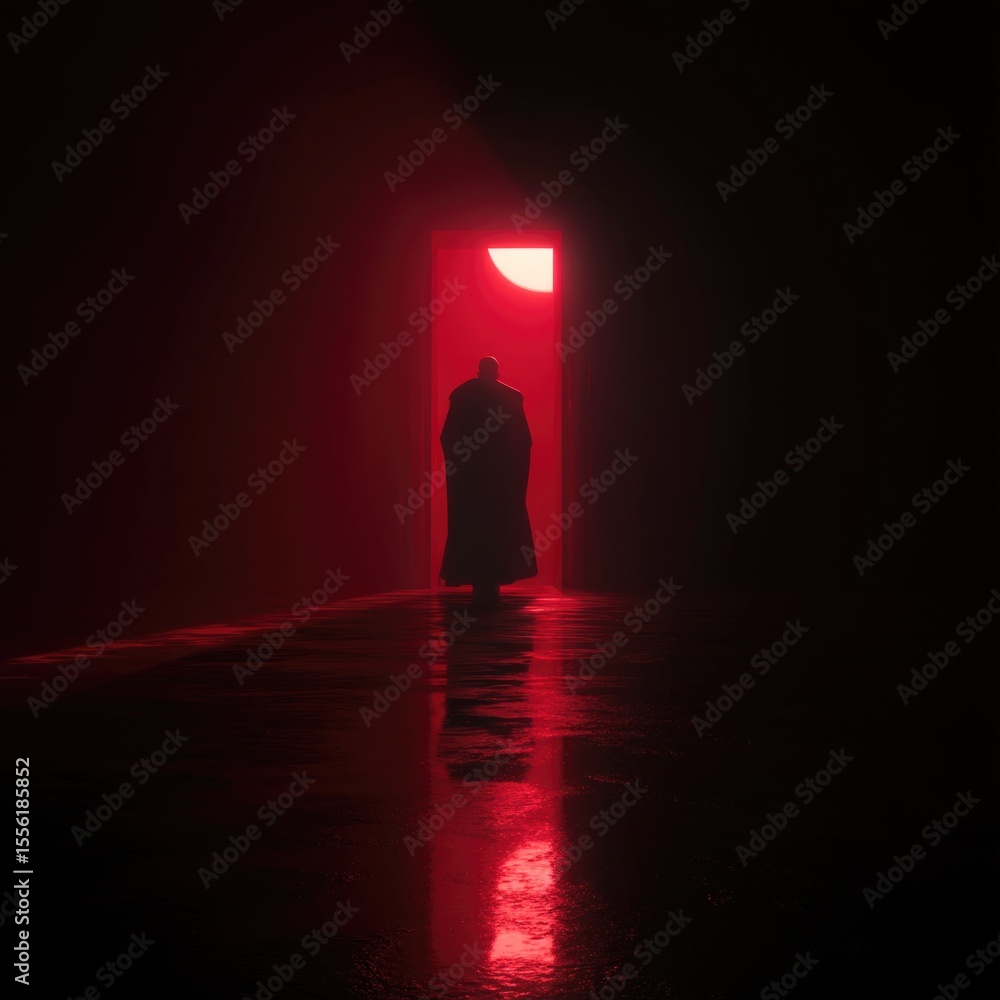 Mysterious Silhouette in Red Light Mysterious Silhouette in Red Light