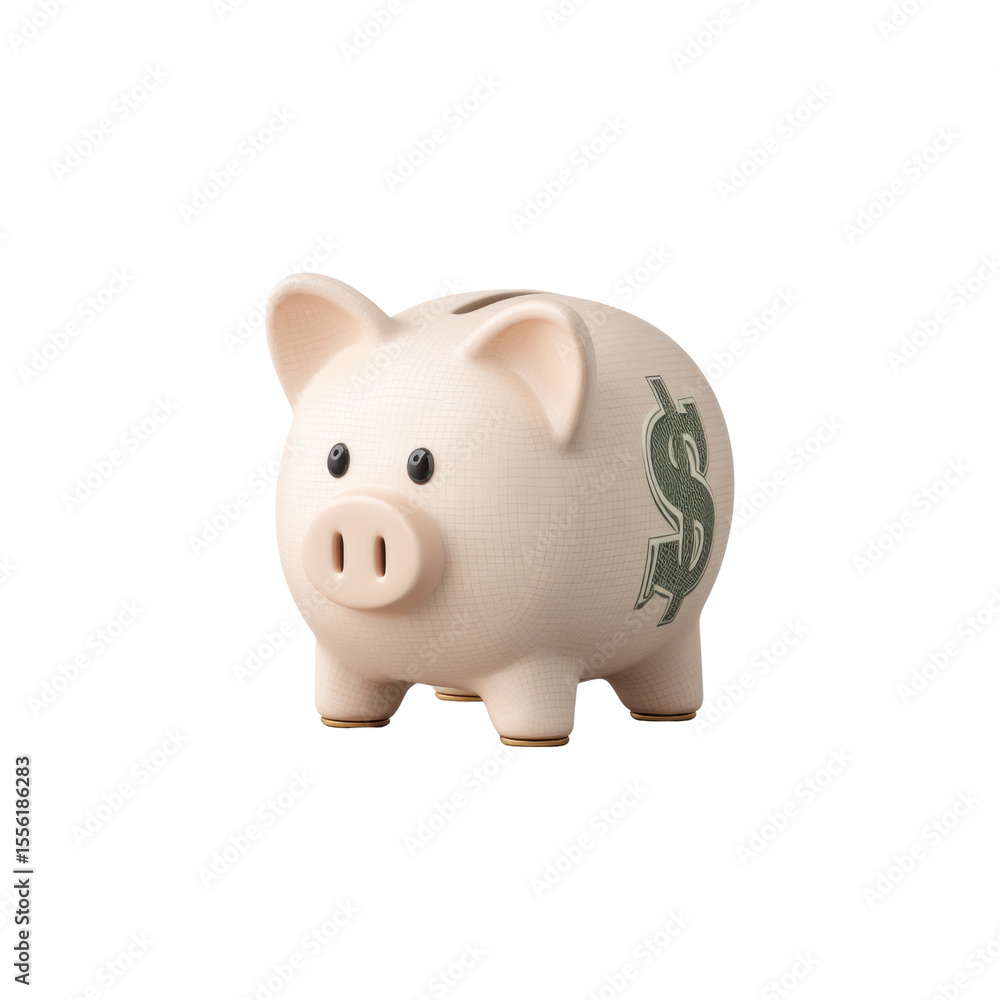 Cute ceramic piggy bank with dollar symbol, ideal for finance, saving, investment, and money management concepts in vibrant settings Transparent background or png Cute ceramic piggy bank with dollar symbol, ideal for finance, saving, investment, and money management concepts in vibrant settings Transparent background or png