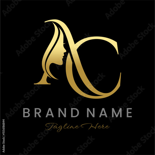 Letter AC Beauty Women Face Logo Design