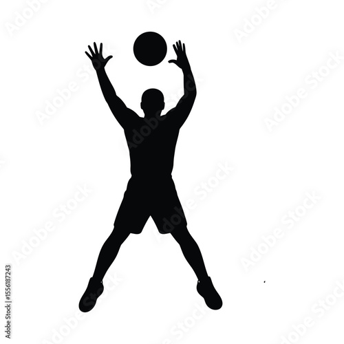 Basketball Player Silhouette: Dynamic Action, Jump Shot, and Sports Illustration