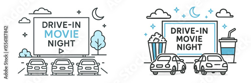 Drive-in movie night offers fun entertainment under the stars with cars parked and refreshments available