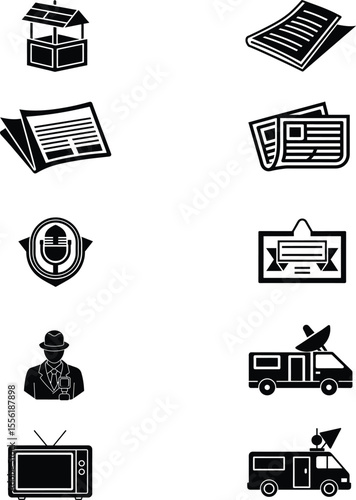 Journalism vector icon set.