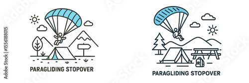 Paragliding stopover showcases adventure in nature with tents and scenic mountains
