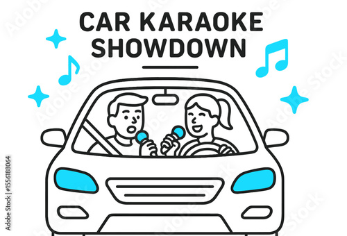 Car karaoke showdown features two friends singing joyfully while driving through the city during a sunny afternoon