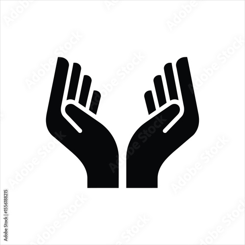 Open Hands Silhouette Icon – Vector Symbol of Care and Protection	
