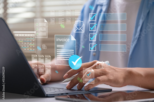 Tableau sur toile Digital invoice processing, billing management
