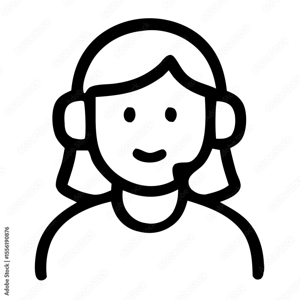 Simple Outline Call Center Woman with Headset Agent Icon Design Simple Outline Call Center Woman with Headset Agent Icon Design