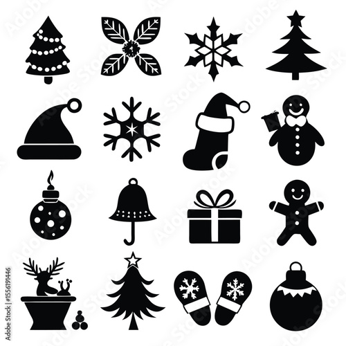 A Collection of christmas icons set
