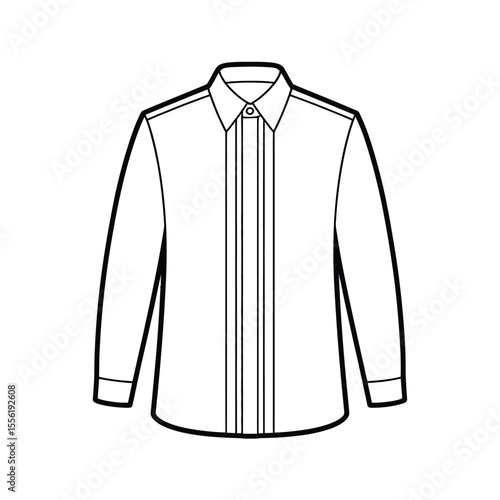Classic white formal shirt with pleats and collar for men